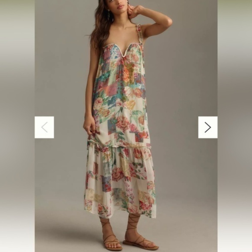 New ✨ By Anthropologie Chiffon Shift Midi Dress